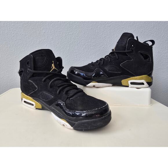 Kids Air Jordan 12 Sneakers Retro GS Black Gold Size 5.5Y Streetwear 90 - Picture 2 of 7